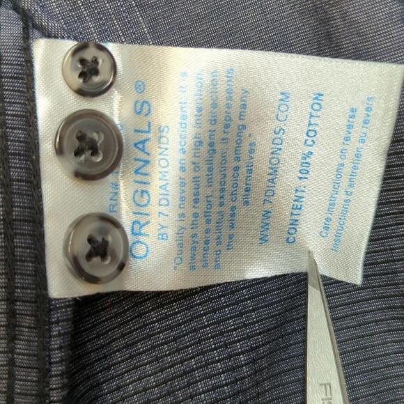 7 Diamonds Premium Gray Windowpane Long Sleeve Button Down - Small Casual - Picture 8 of 9